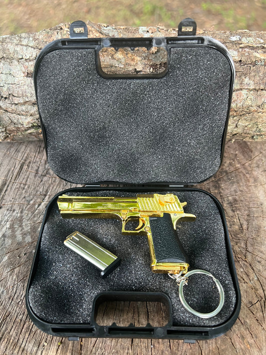 Gold Desert eagle metal keychain